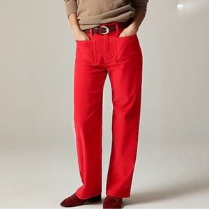 J Crew Vibrant Sailor Slim Wide Red Corduroy Pants Sz 31T